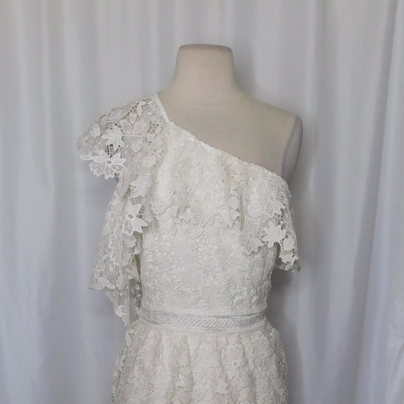 NWT!! JOIE Belisa White Lace Dress One Shoulder Porcelain Bridal Rehearsal 6 - Picture 4 of 16